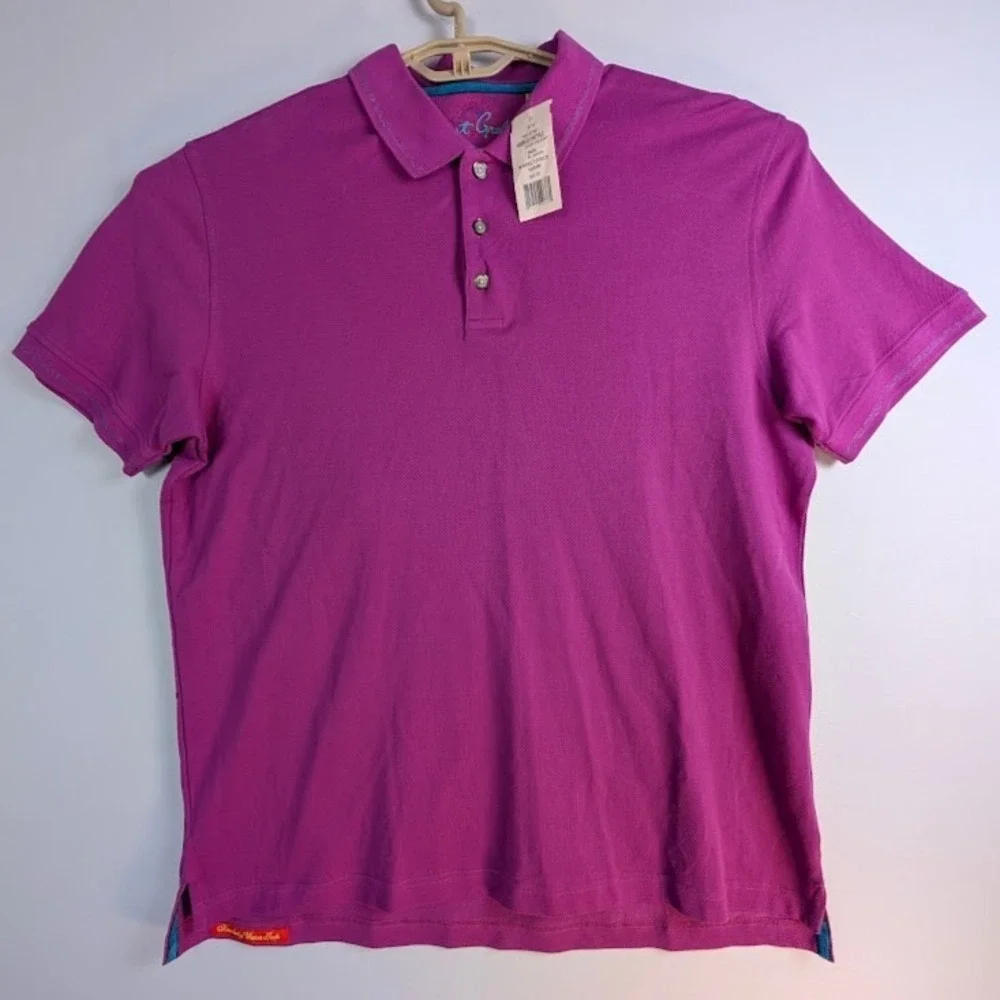 ROBERT GRAHAM Pique Polo Shirt Mens XL Magenta Pink‎ Short Sleeve NWT